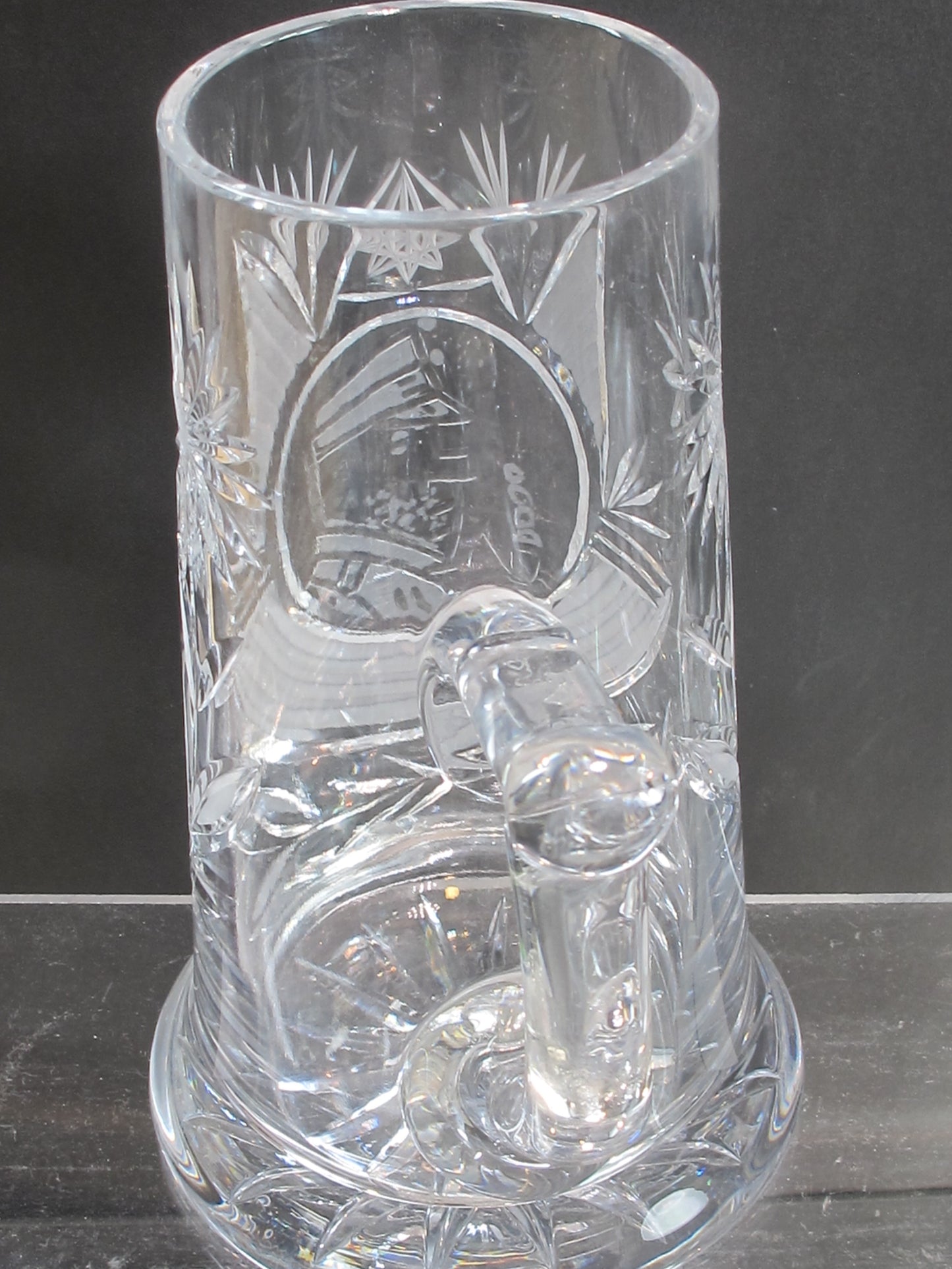 Tankard Cut Glass Crystal Smoker with pipe
