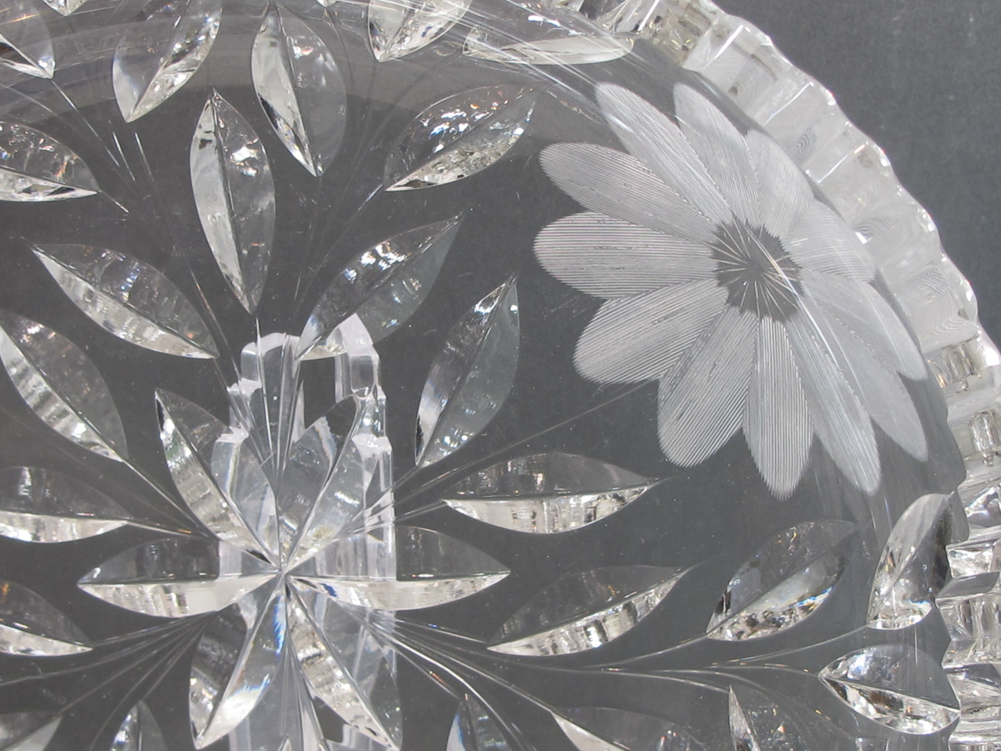 Crystal Cut Glass low Bowl Antique