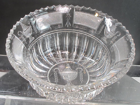 Urn and flame Hand Cut Glass bowl abp Paipoint