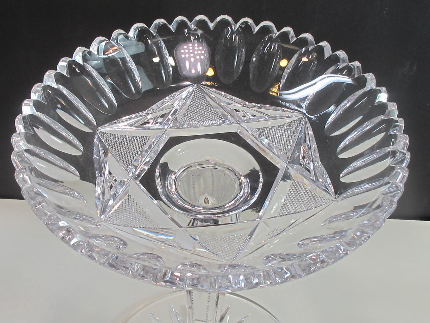 American Brilliant Period Cut Glass compote, Antique for
