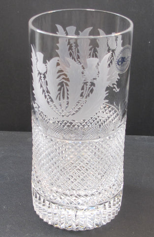 Hand Cut Crystal thistle hi-ball Signed O'Rourke