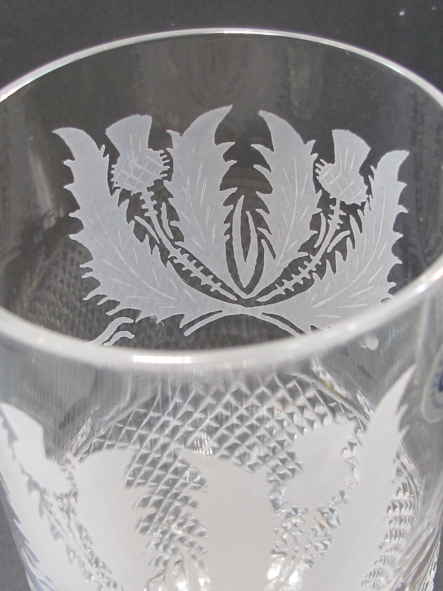 Hand Cut Crystal thistle hi-ball Signed O'Rourke