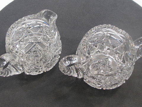 Sugar and creamer American Brilliant Period Cut Glass Antique tg