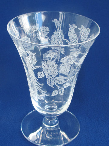 Morgantown glass 811 etched peacock goblet Made in USA