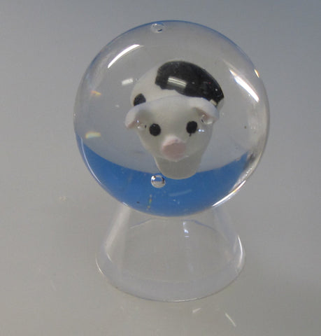 marble crystal pig on stand