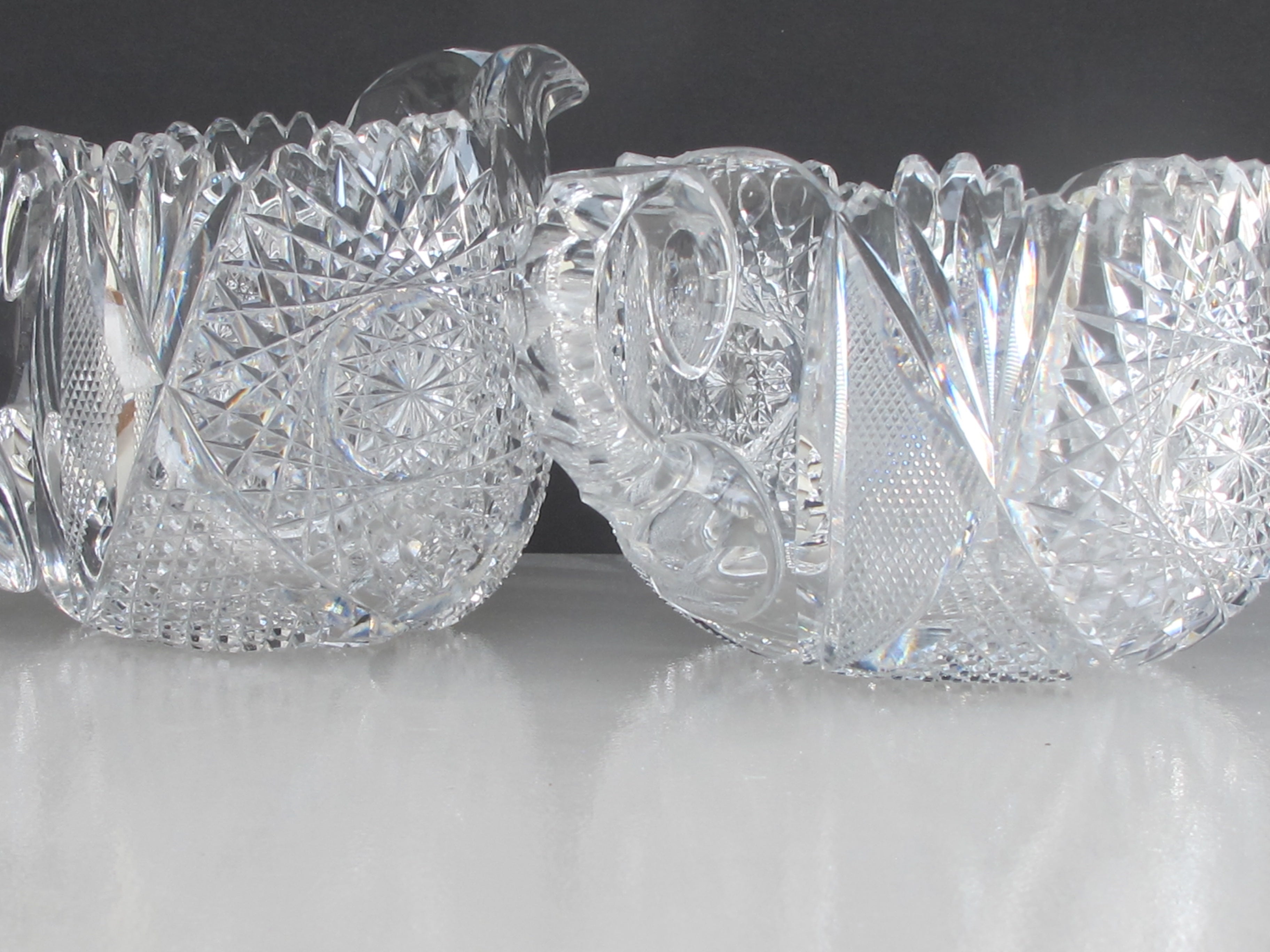 Antique American outlet Brilliant Period Cut Crystal Cream and Sugar Set, circa 1900's