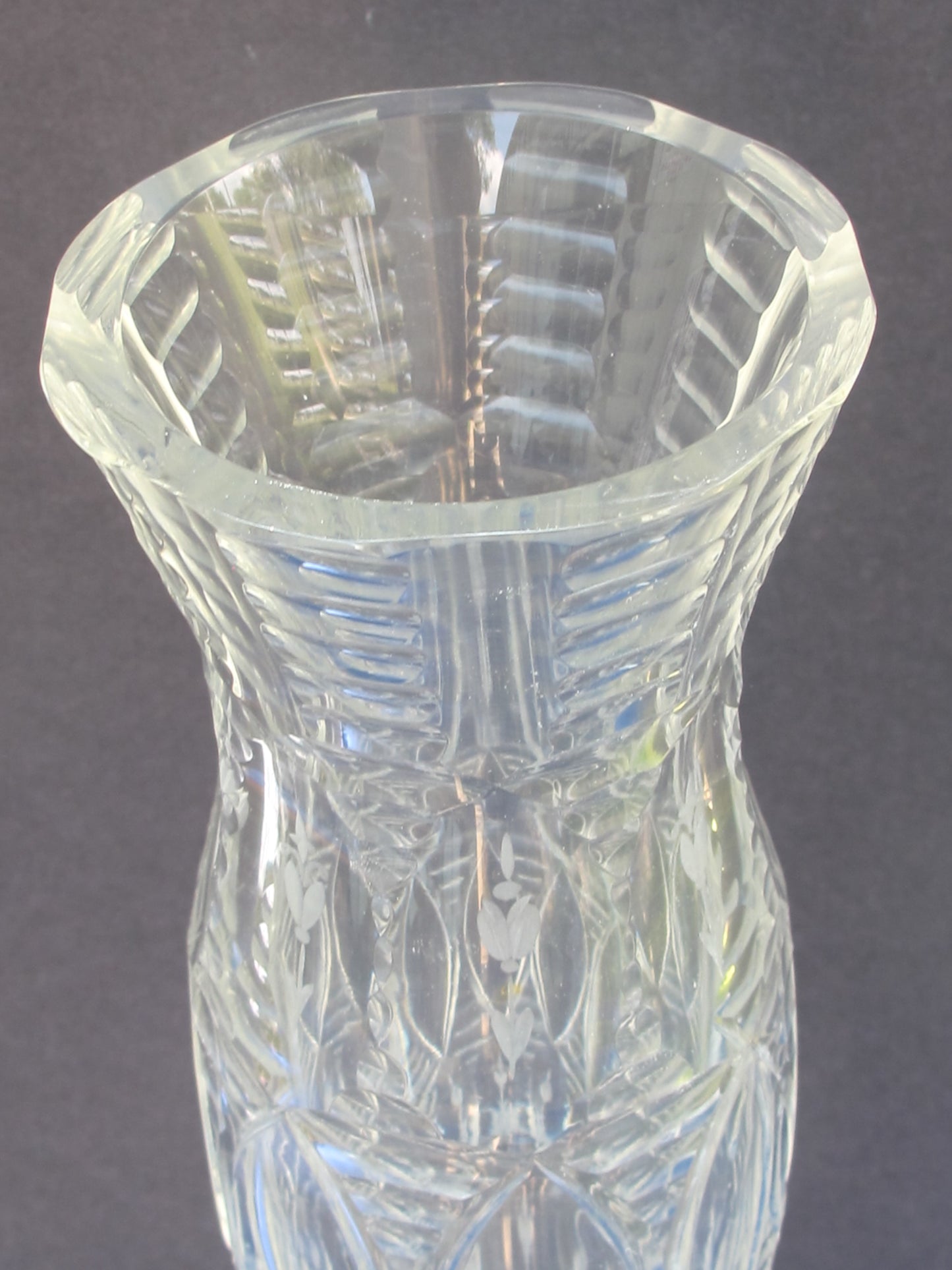 Early Cut glass vase antique 13.75"