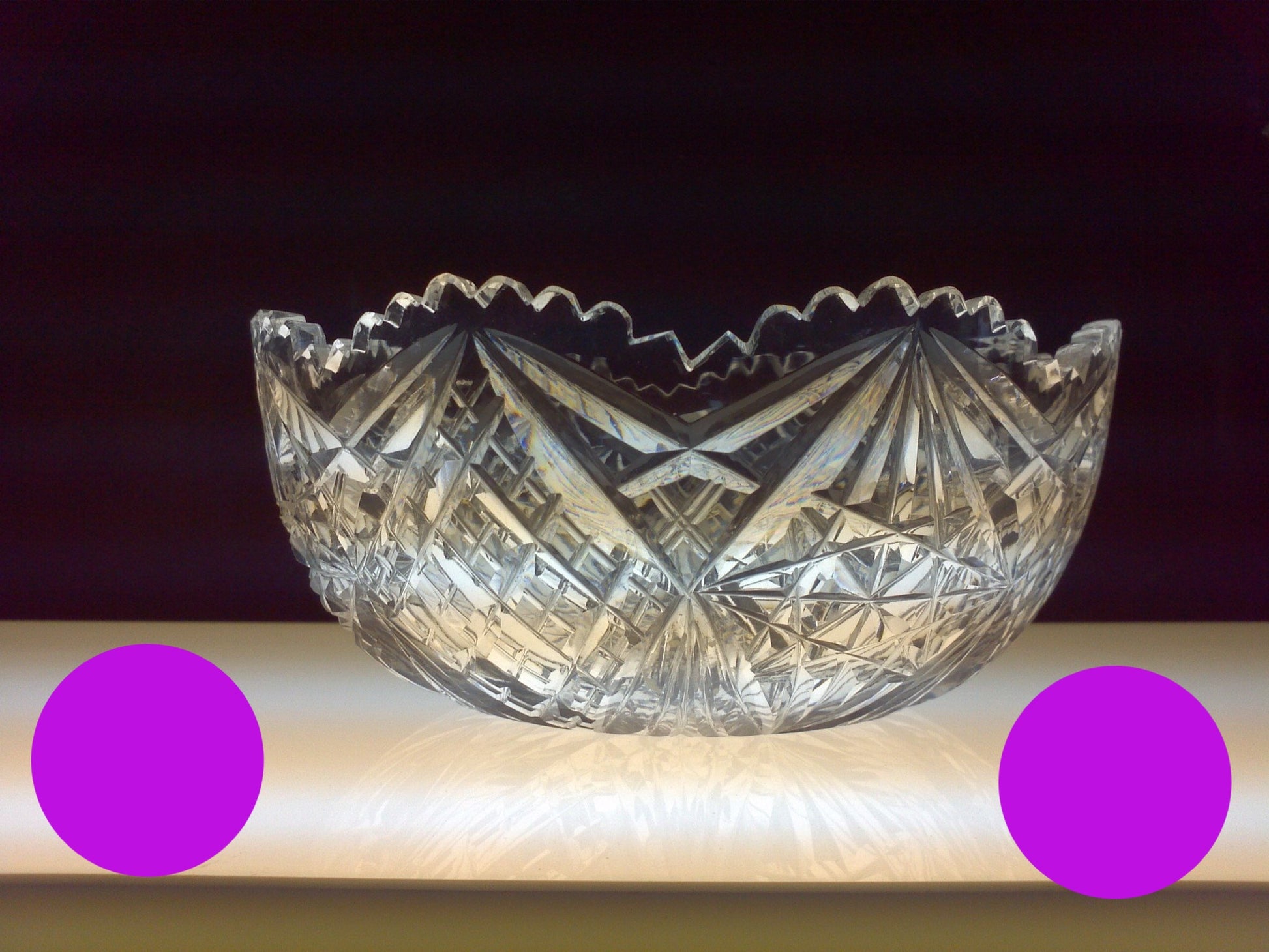 8" Antique Hand Cut Bowl Brilliant Period 1886 - 1915 - O'Rourke crystal awards & gifts abp cut glass