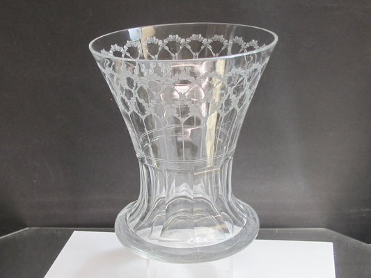Glass Vase acid Etched fluted