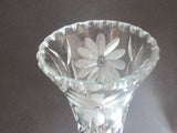 Cut glass trumpet vase antique 12"