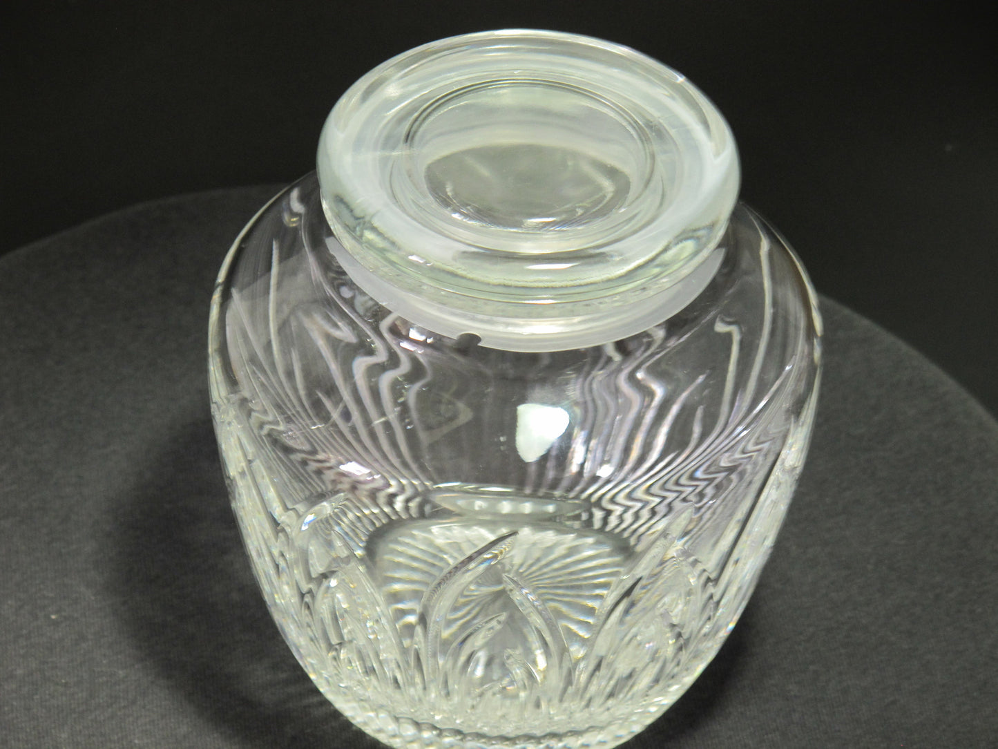 Cut Glass Saratoga candy jar  Lenox USA , bowl /vase /candle - O'Rourke crystal awards & gifts abp cut glass