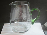 Bryce Crystal hand wheel cut pitcher Green handle