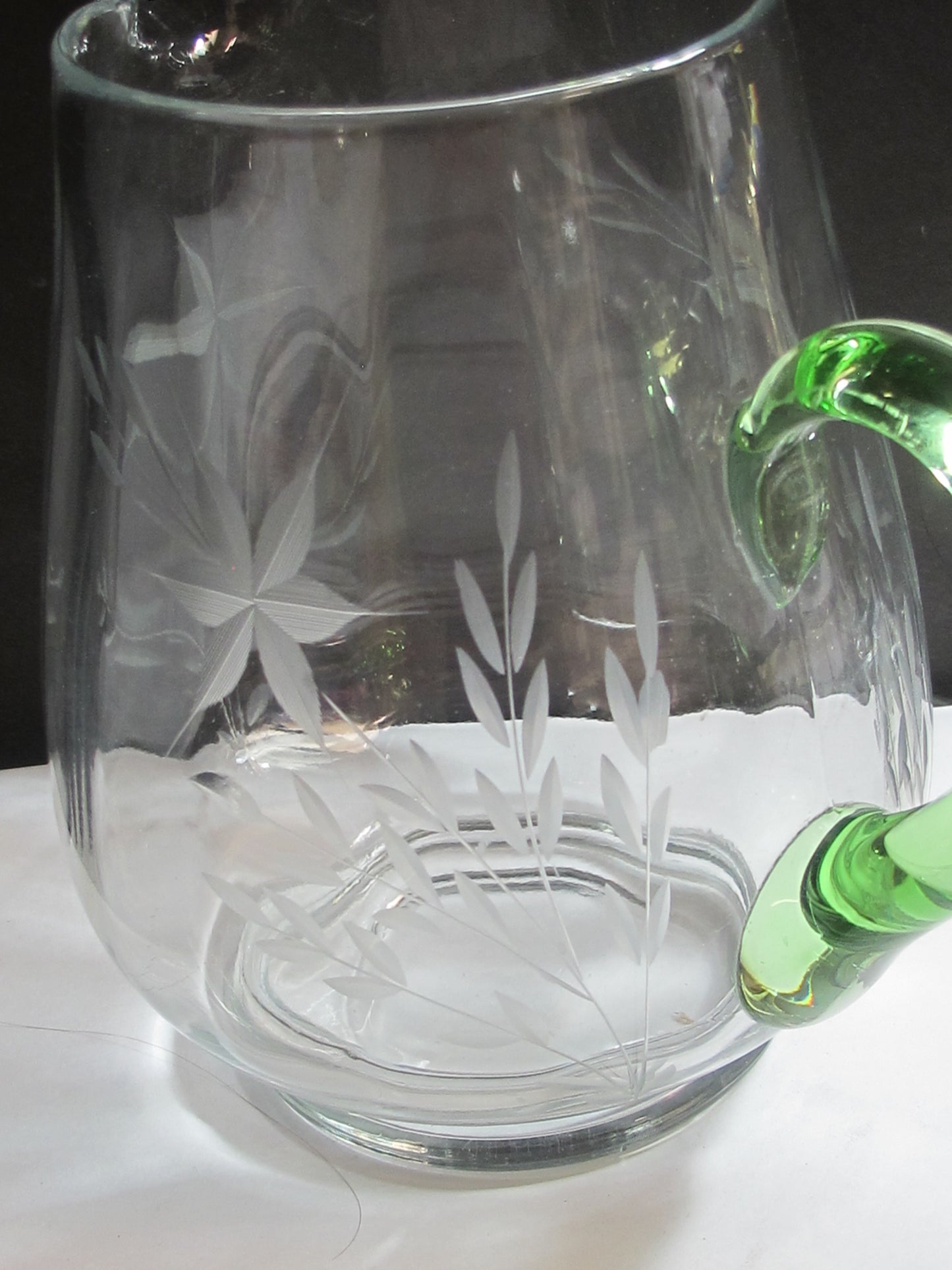 Bryce Crystal hand wheel cut pitcher Green handle
