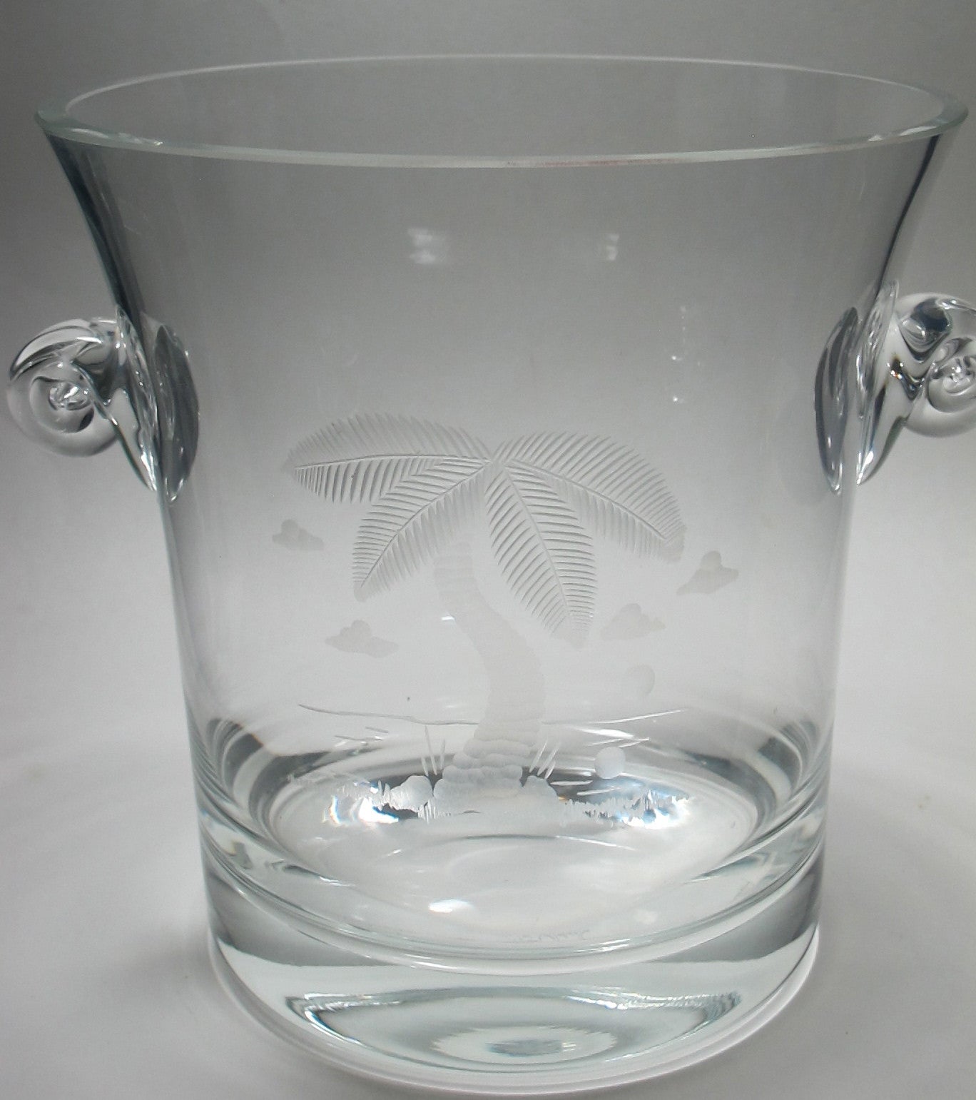 Hand Cut Palm tree champagne bucket glass crystal signed ORourke - O'Rourke crystal awards & gifts abp cut glass