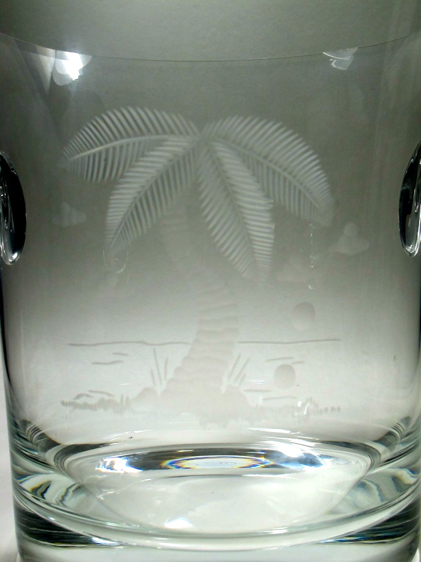 Hand Cut Palm tree champagne bucket glass crystal signed ORourke - O'Rourke crystal awards & gifts abp cut glass