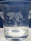 Hand Cut Palm tree champagne bucket glass crystal signed ORourke - O'Rourke crystal awards & gifts abp cut glass