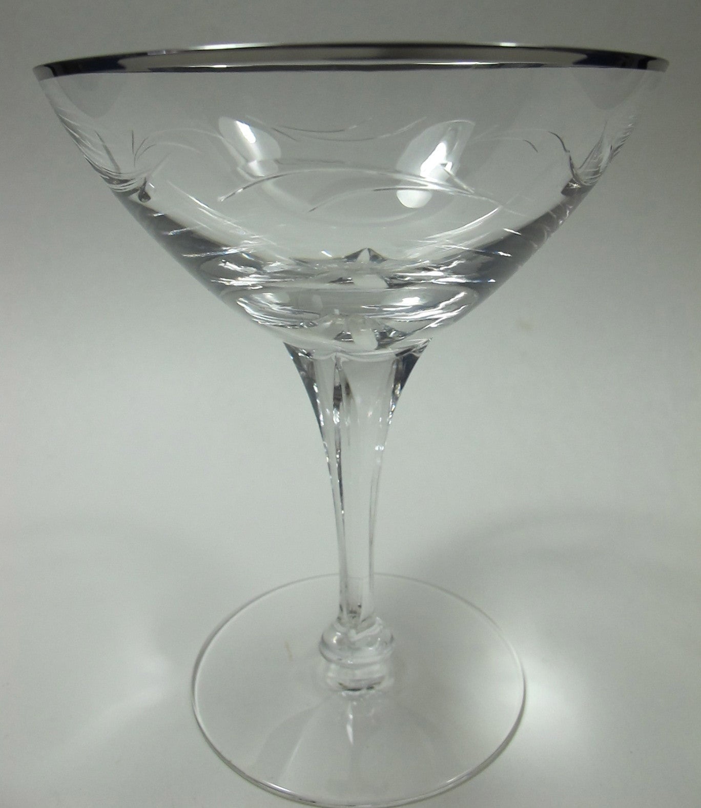 Tiffin Riviera Platinum 4 dessert stem cut glass, Crystal  Made in USA Ohio 1969 - O'Rourke crystal awards & gifts abp cut glass