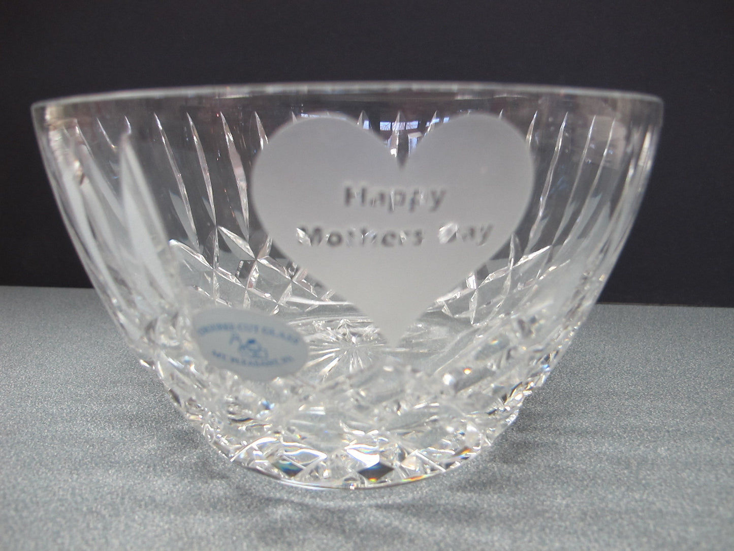 Hand Cut glass Mothers day bowl bowl HAND POLISHED crystal signed - O'Rourke crystal awards & gifts abp cut glass