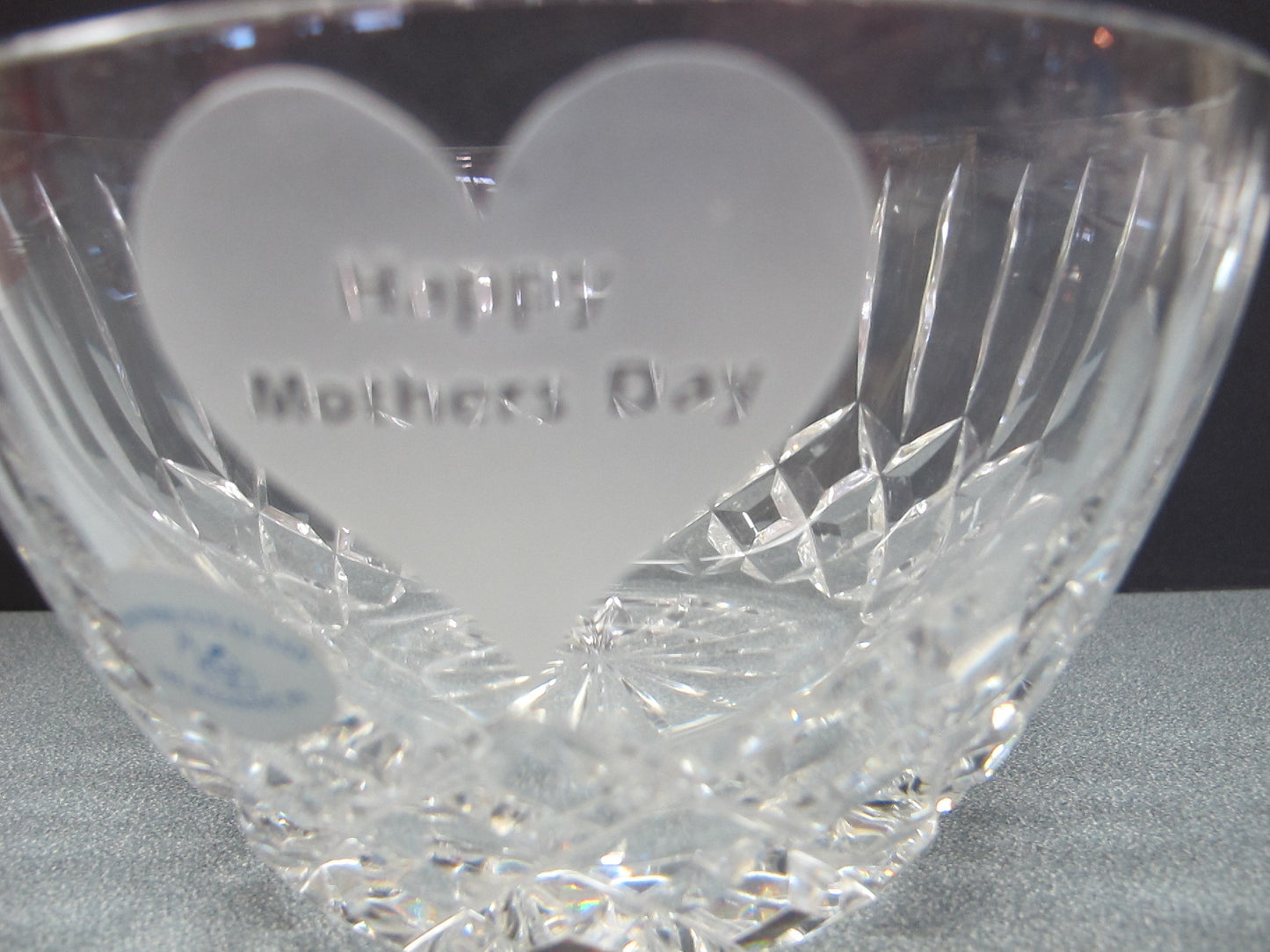 Hand Cut glass Mothers day bowl bowl HAND POLISHED crystal signed - O'Rourke crystal awards & gifts abp cut glass