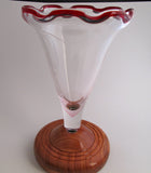 Unique glass vase on wooden stand - O'Rourke crystal awards & gifts abp cut glass