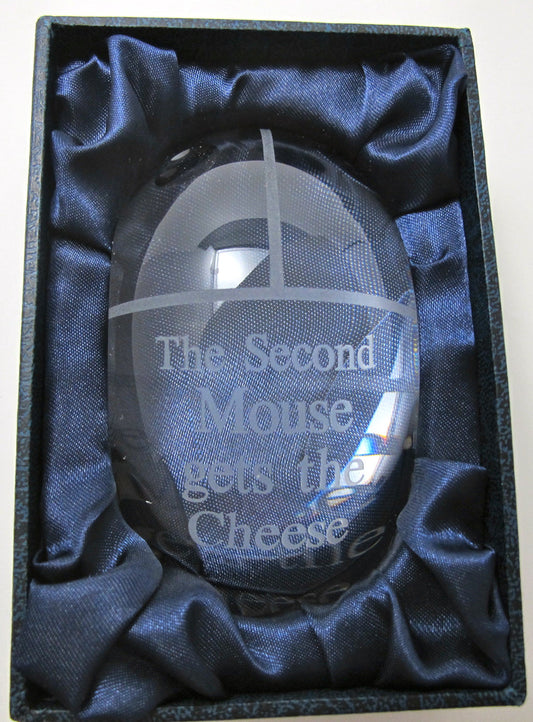 Crystal Computer Mouse Paperweight - O'Rourke crystal awards & gifts abp cut glass