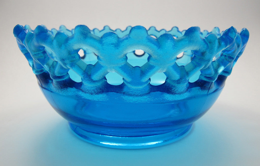 Plum glass light blue bowl - O'Rourke crystal awards & gifts abp cut glass