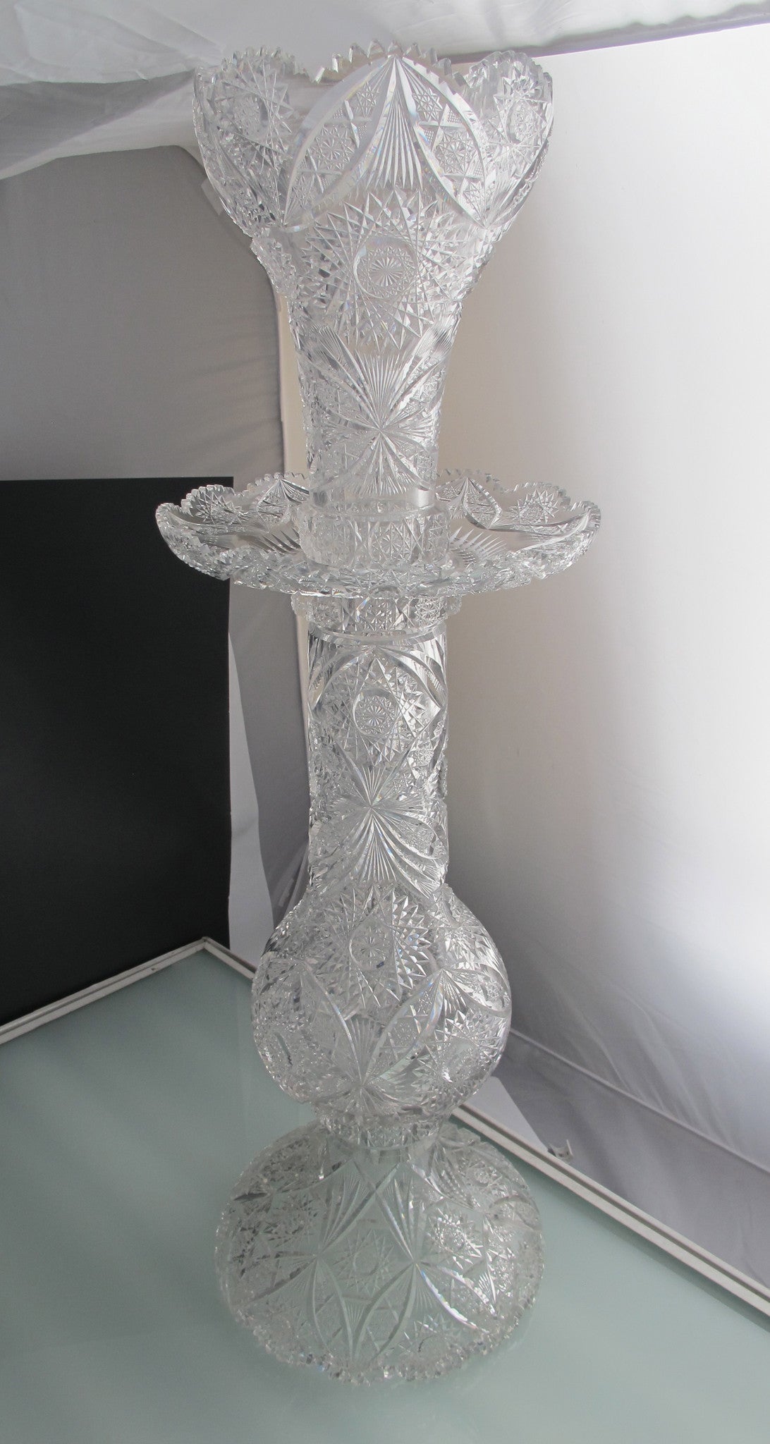 4 part American Brilliant Period Cut Glass vase ABP - O'Rourke crystal awards & gifts abp cut glass