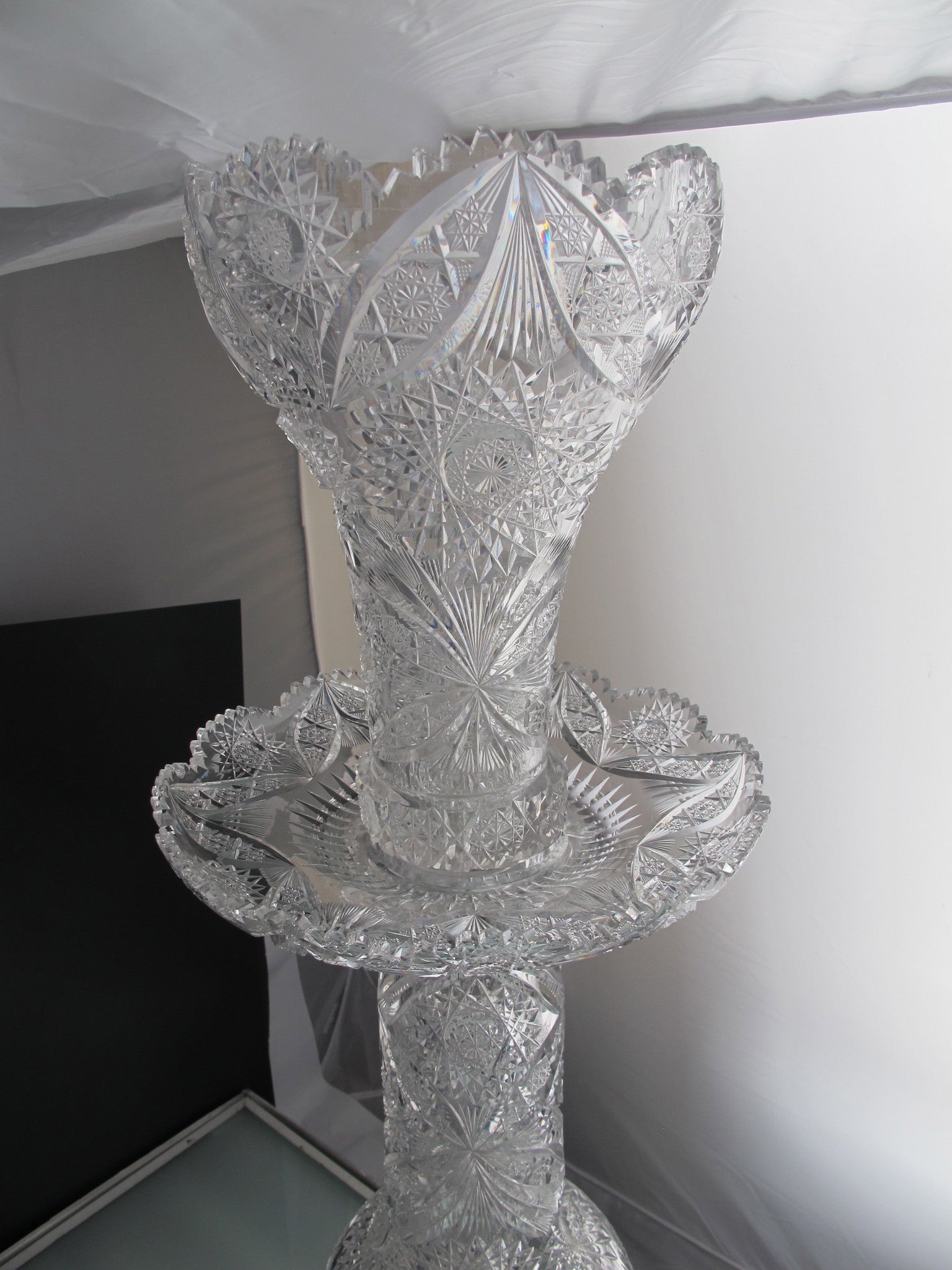 4 part American Brilliant Period Cut Glass vase ABP - O'Rourke crystal awards & gifts abp cut glass