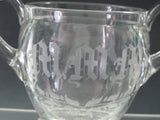 Cut Glass sugar and creamer, etched with initials MMM and bird - O'Rourke crystal awards & gifts abp cut glass