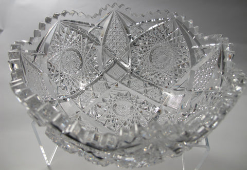 American Brilliant Period Cut Glass  ABP  Antique 8" bowl Made in USA - O'Rourke crystal awards & gifts abp cut glass