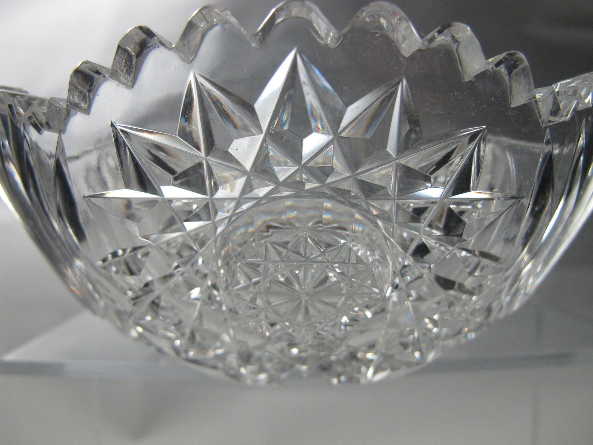 American Brilliant Period Cut Glass  ABP  Antique 7" bowl Made in USA - O'Rourke crystal awards & gifts abp cut glass