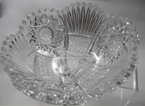 American Brilliant Period Cut Glass  ABP  Antique 7" bowl Made in USA - O'Rourke crystal awards & gifts abp cut glass