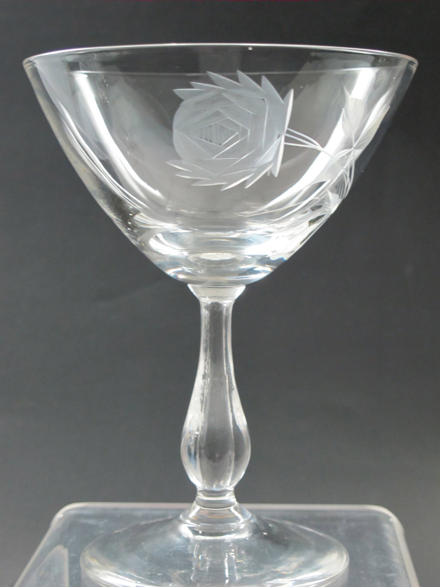 Bryce dessert glass Rose pattern Hand cut  Crystal  Made in USA Mt Pleasant PA - O'Rourke crystal awards & gifts abp cut glass