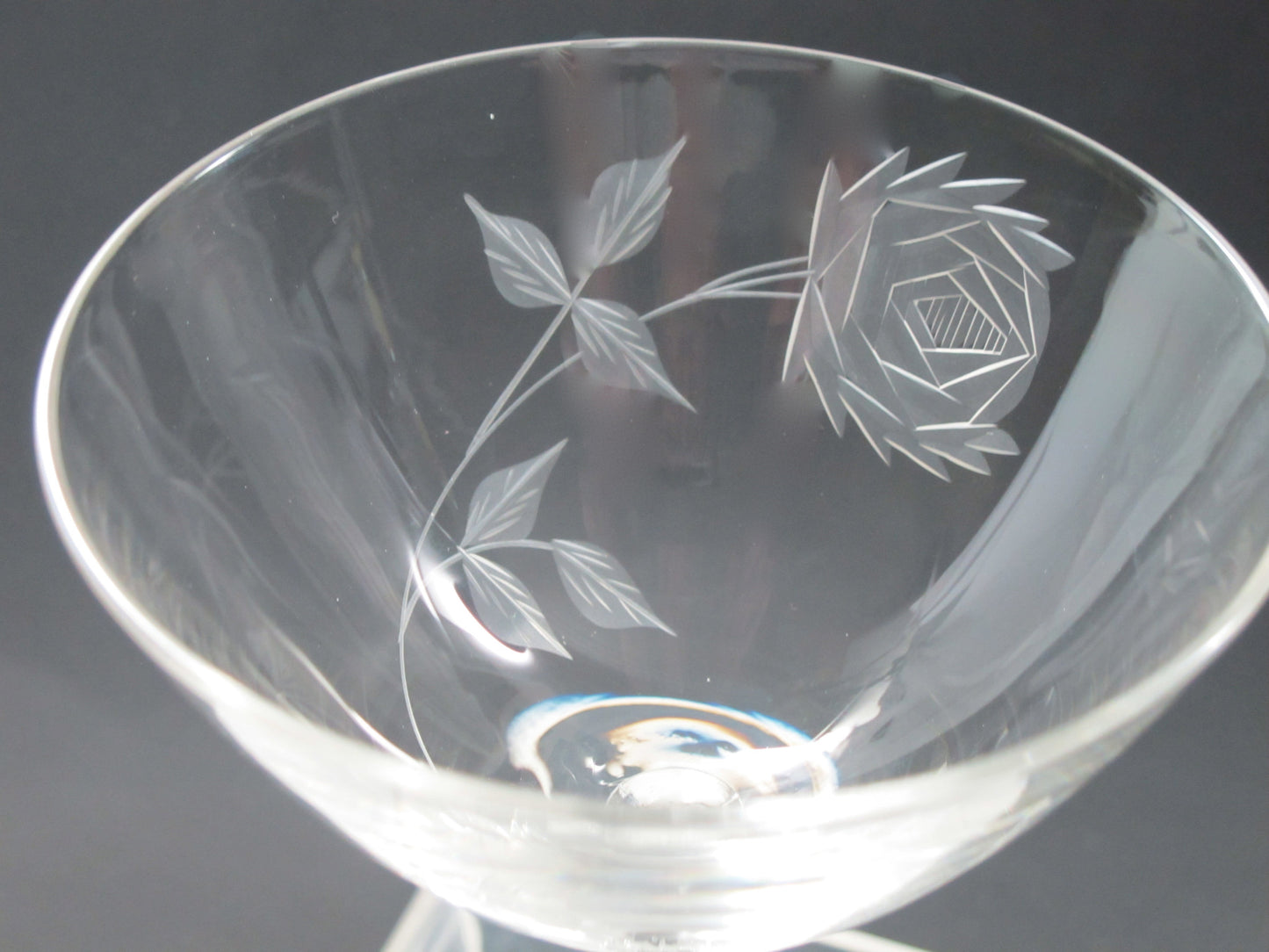 Bryce dessert glass Rose pattern Hand cut  Crystal  Made in USA Mt Pleasant PA - O'Rourke crystal awards & gifts abp cut glass