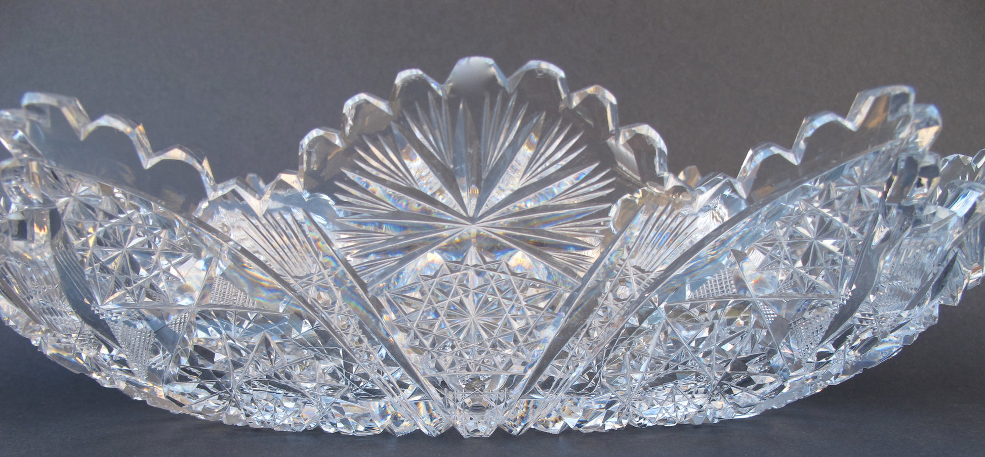 American Brilliant Period hand Cut Glass oblong dish - O'Rourke crystal awards & gifts abp cut glass
