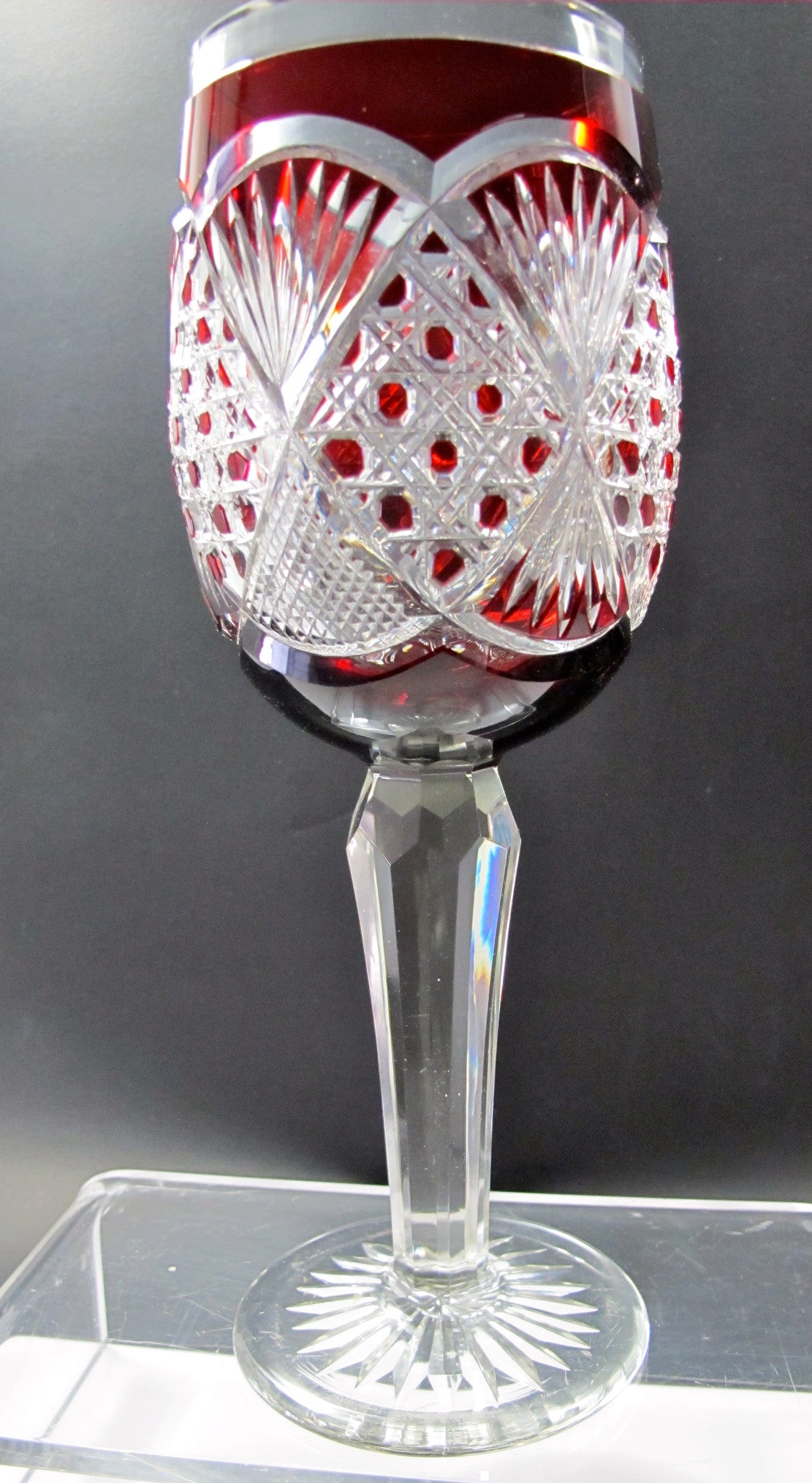 Ruby to clear cut glass chalice - O'Rourke crystal awards & gifts abp cut glass