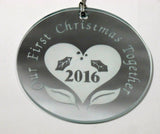Our First Christmas Together 2019 ornament mirror sun catcher - O'Rourke crystal awards & gifts abp cut glass