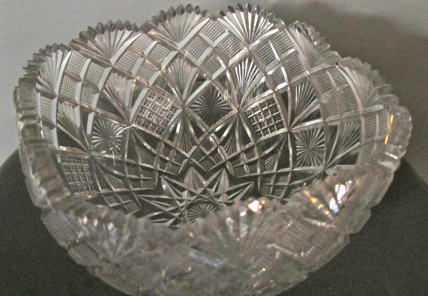 ABP cut glass square bowl American brilliant period 1886 -1915 - O'Rourke crystal awards & gifts abp cut glass