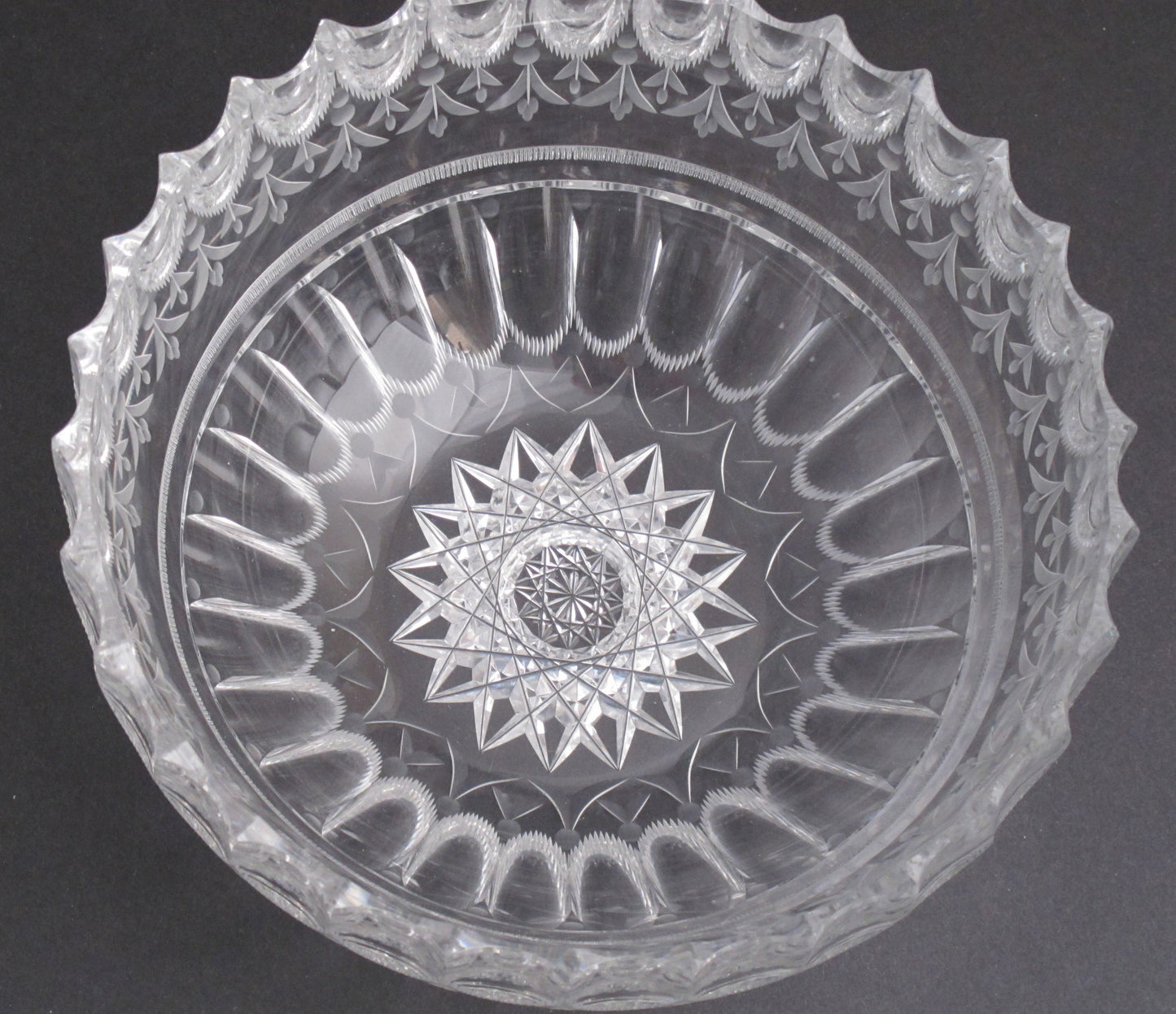 Unique American Brilliant Period Cut Glass ABP Antique 8" bowl - O'Rourke crystal awards & gifts abp cut glass