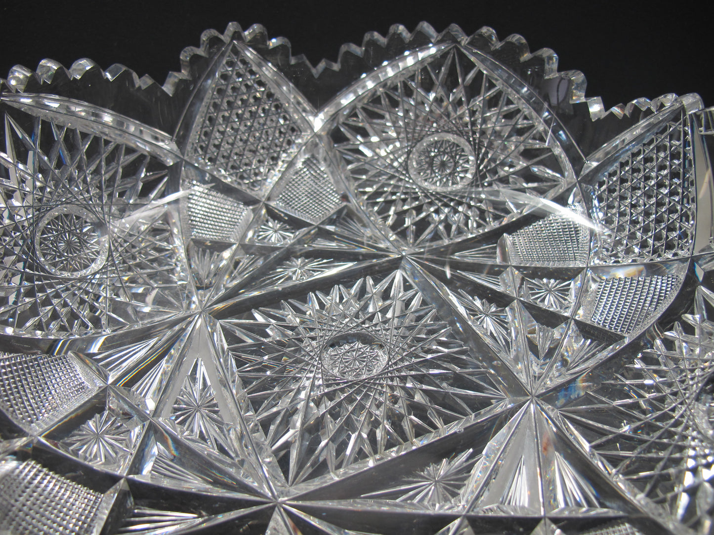 American Brilliant Period Cut Glass low bowl Antique crystal Sharp - O'Rourke crystal awards & gifts abp cut glass