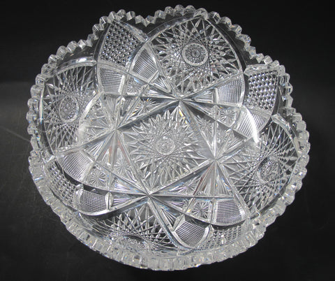 American Brilliant Period Cut Glass low bowl Antique crystal Sharp - O'Rourke crystal awards & gifts abp cut glass