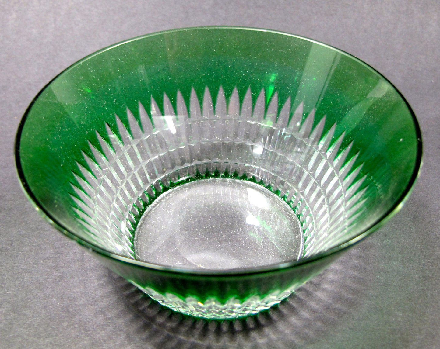 Green cased glass cut to clear finger bowl Dorflinger ? - O'Rourke crystal awards & gifts abp cut glass
