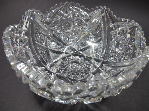 American Brilliant Period hand Cut Glass bowl hobstar - O'Rourke crystal awards & gifts abp cut glass