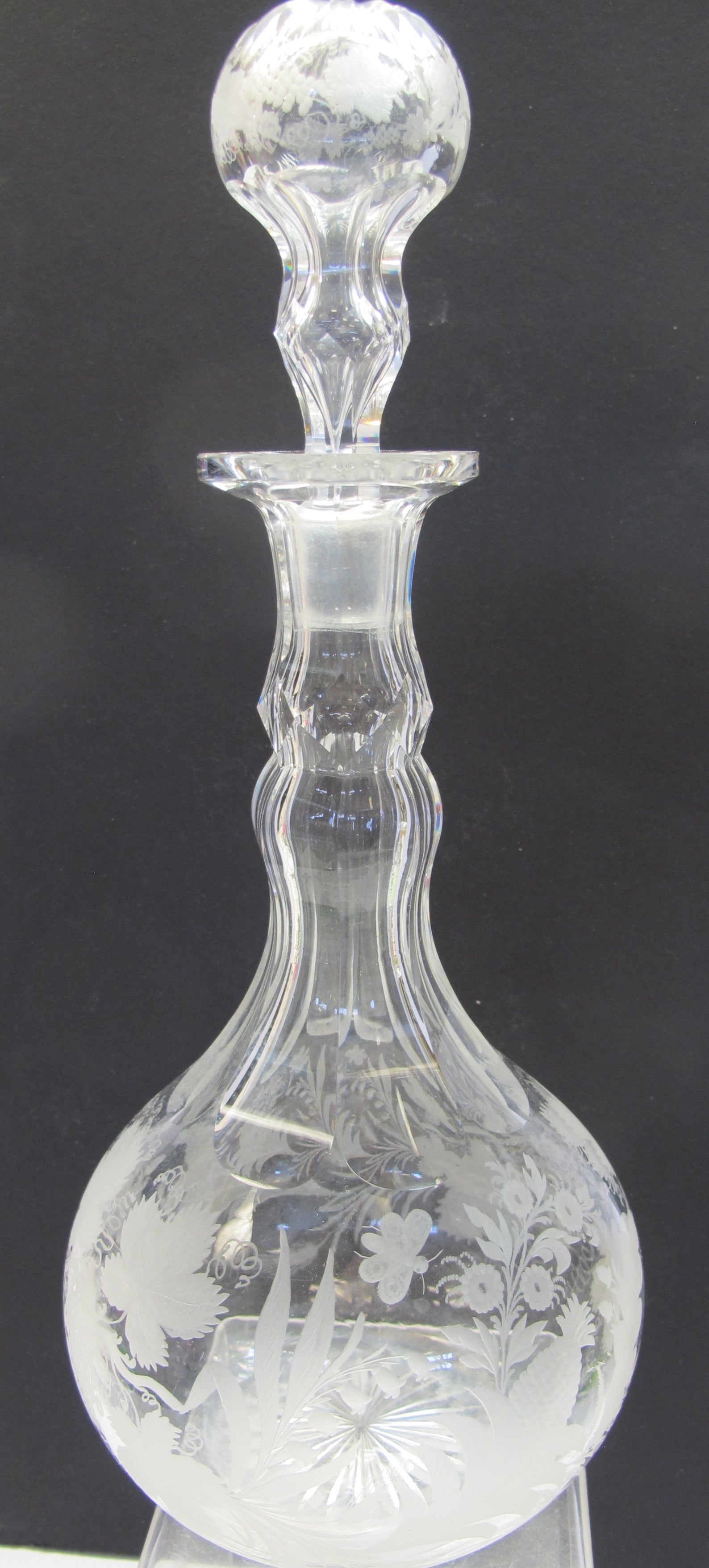 Hand copper wheel engraved decanter antique - O'Rourke crystal awards & gifts abp cut glass