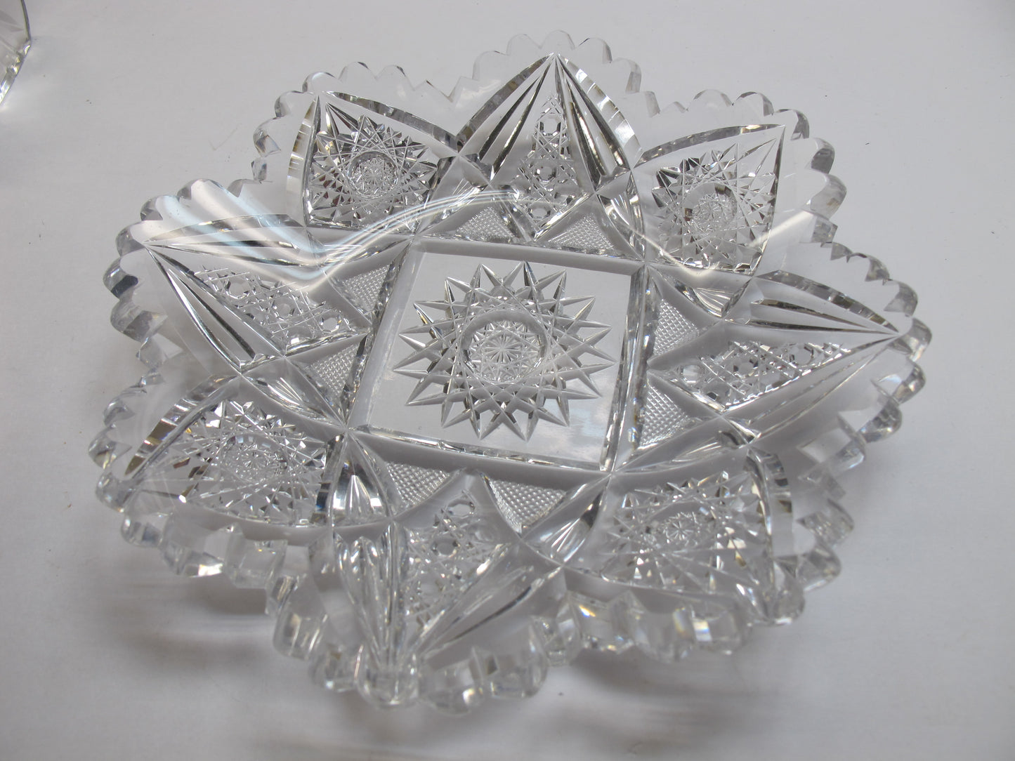 American Brilliant Period Cut Glass dish Antique - O'Rourke crystal awards & gifts abp cut glass