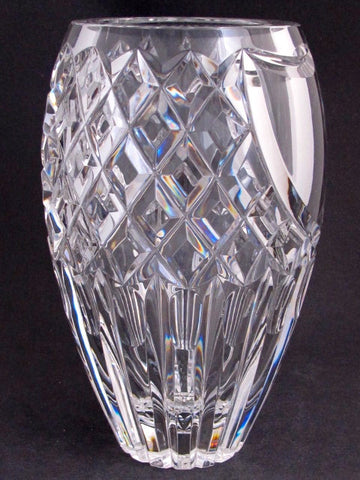 Hand Cut 24% lead crystal  large vase with space for etching 9.25 lb Award - O'Rourke crystal awards & gifts abp cut glass