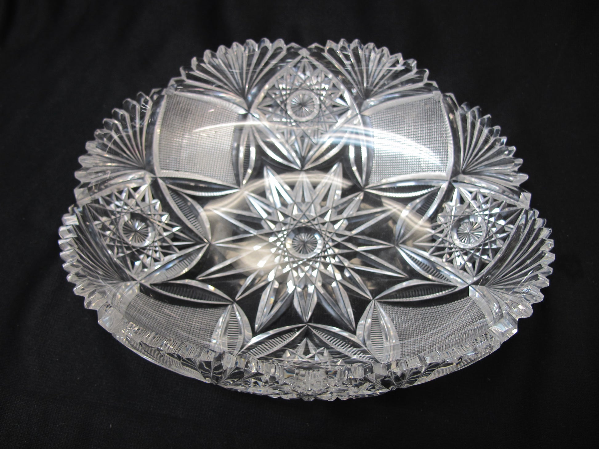 L. Straus Imperial American Brilliant Period hand Cut Glass oval bowl abp - O'Rourke crystal awards & gifts abp cut glass