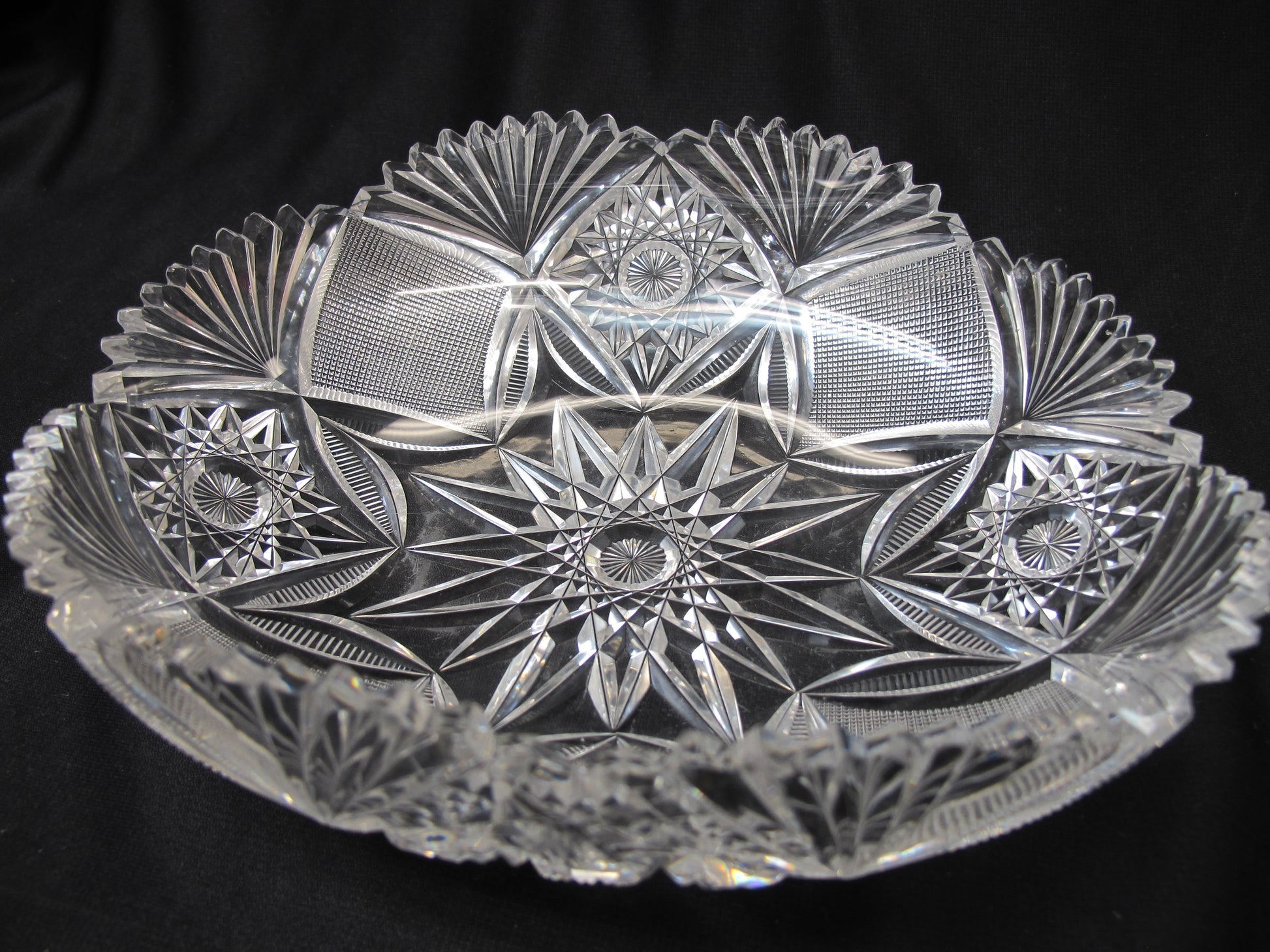 L. Straus Imperial American Brilliant Period hand Cut Glass oval bowl abp - O'Rourke crystal awards & gifts abp cut glass