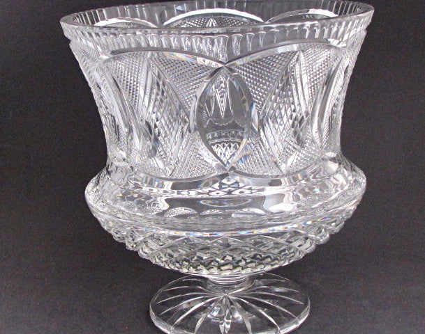 Hand Cut 24% lead crystal  large vase / bowl with space for etching 12.75 lb  Award - O'Rourke crystal awards & gifts abp cut glass