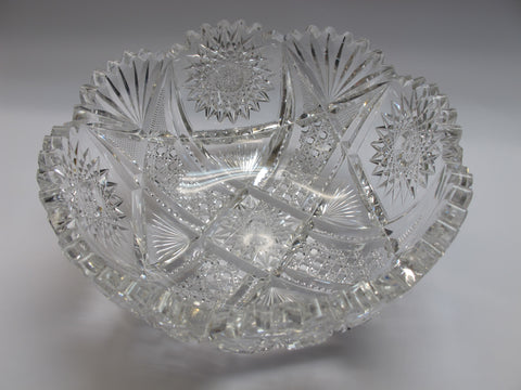 American Brilliant Period Cut Glass ABP Antique 8.25" bowl - O'Rourke crystal awards & gifts abp cut glass